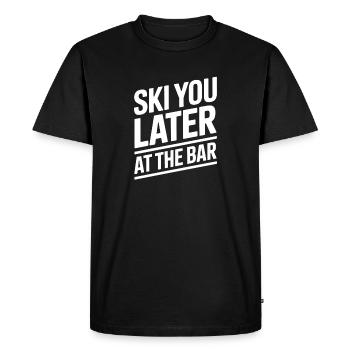 Skier plus tard au bar après ski bar - T-shirt Premium bio Homme - noir - Devant - Nico (187cm)