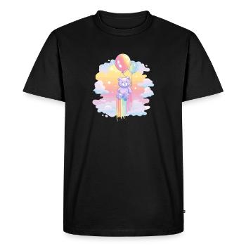Pastel Bear Balloon Flight - Men's Premium Organic T-Shirt - black - Front - Nico (187cm)