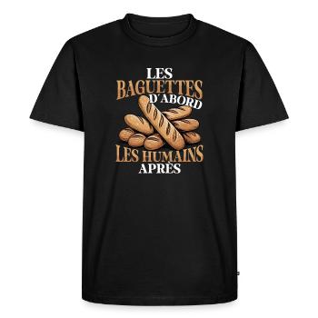 Les Baguettes D’First D’Funny French - T-shirt Premium bio Homme - noir - Devant - Nico (187cm)