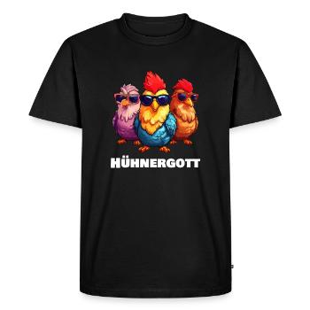 Poulets Drôles Dieu du Poulet - T-shirt Premium bio Homme - noir - Devant - Nico (187cm)