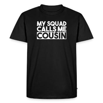 Design assorti de la réunion de famille Cousin Crew - T-shirt Premium bio Homme - noir - Devant - Nico (187cm)
