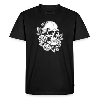 Crânes et roses - T-shirt Premium bio Homme - noir - Devant - Nico (187cm)