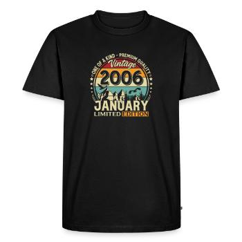20th Birthday Vintage January Vintage 2006 - Men's Premium Organic T-Shirt - black - Front - Nico (187cm)