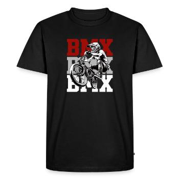 BMX Rider Jump Action Design - Men's Premium Organic T-Shirt - black - Front - Nico (187cm)