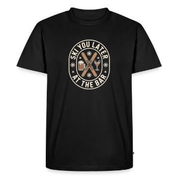 Skier plus tard au bar après ski bar - T-shirt Premium bio Homme - noir - Devant - Nico (187cm)