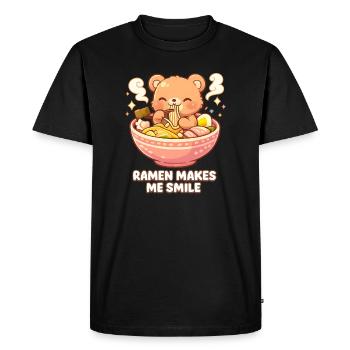 Kanagawa Wave Ramen Bowl Kawaii Japanese - Men's Premium Organic T-Shirt - black - Front - Nico (187cm)