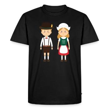 Costume folklorique, couple d’enfants en Lederhosen et Dirndl - T-shirt Premium bio Homme - noir - Devant - Nico (187cm)