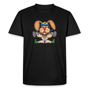 Dessin animé du Fort Lapin au Gymnase - T-shirt Premium bio Homme - noir - Devant - Nico (187cm)