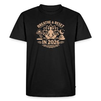 Breathing and Restart | New Year's resolutions 2026 - Men's Premium Organic T-Shirt - black - Front - Nico (187cm)