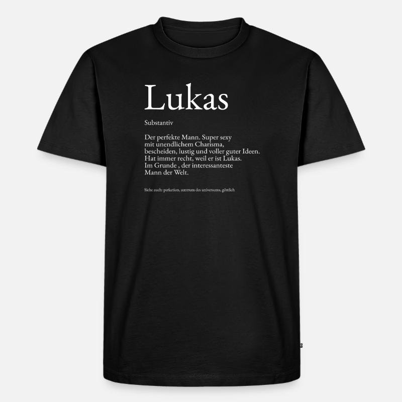 Lukas Dictionary Explanation First Name Lukas - Men's Premium Organic T-Shirt - black