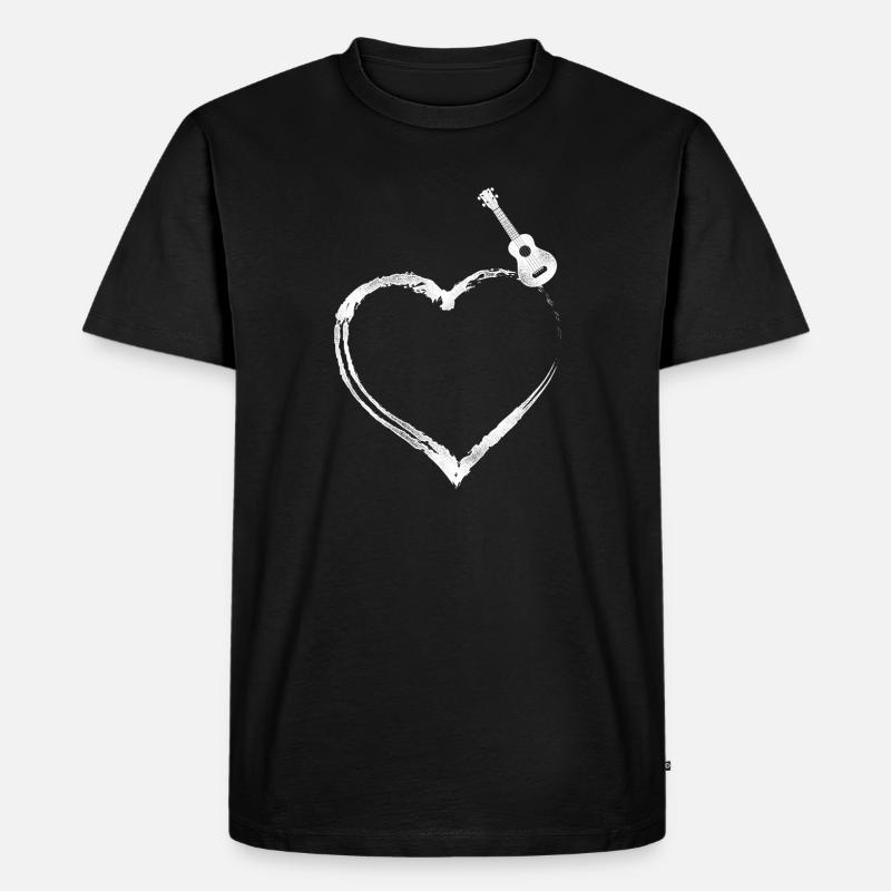Hawaiian Ukulele Uke Heart - Männer Premium Bio T-Shirt - Schwarz