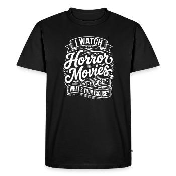 Je regarde des films d’horreur - T-shirt Premium bio Homme - noir - Devant - Nico (187cm)