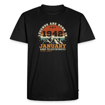 Janvier 1942 Vintage Rétro Cadeau D'anniversaire - T-shirt Premium bio Homme - noir - Devant - Nico (187cm)