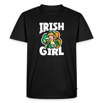 Fille irlandaise avec trèfle vert - T-shirt Premium bio Homme - noir - Devant - Nico (187cm)