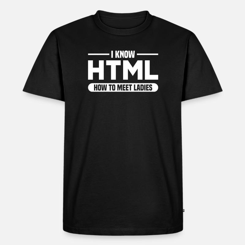 HTML Humor Code Programmierer Spruch - Männer Premium Bio T-Shirt - Schwarz
