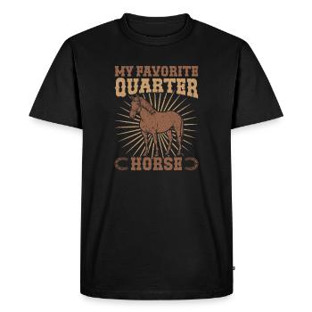Cavalier amateur de chevaux QUART Équitation anglaise - T-shirt Premium bio Homme - noir - Devant - Nico (187cm)