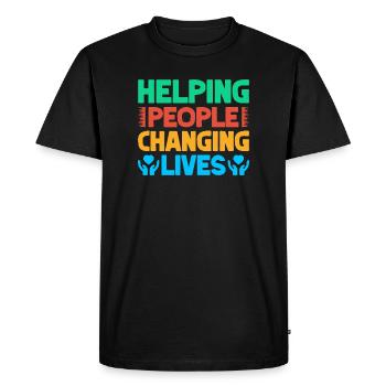 Appréciation des bénévoles Aider les personnes en évolution - T-shirt Premium bio Homme - noir - Devant - Nico (187cm)