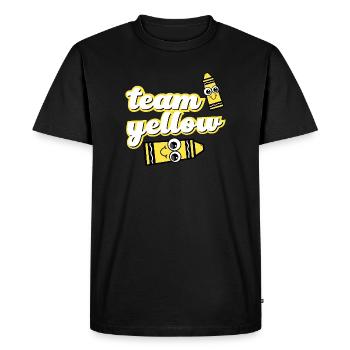 Team Yellow Crayons with Face - Men's Premium Organic T-Shirt - black - Front - Nico (187cm)