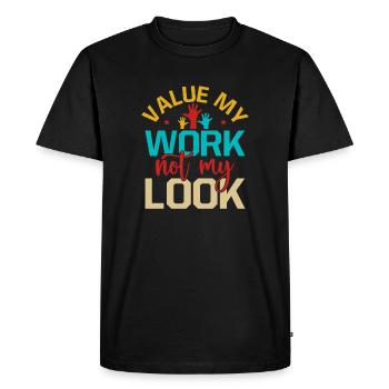 Citation d’un travailleur social Valeur Mon travail n’a pas l’air social - T-shirt Premium bio Homme - noir - Devant - Nico (187cm)