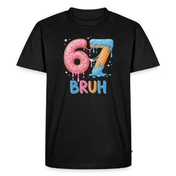 67 Bruh Iced Donut - Men's Premium Organic T-Shirt - black - Front - Nico (187cm)