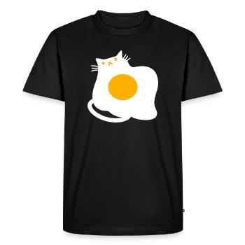 Drôle de chat en cuisinière aux œufs au plat - T-shirt Premium bio Homme - noir - Devant - Nico (187cm)