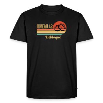 Noces de Nacre - 42 Ans de Mariage - T-shirt Premium bio Homme - noir - Devant - Nico (187cm)