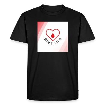 Donner la vie : Cœur de donneur de sang - T-shirt Premium bio Homme - noir - Devant - Nico (187cm)