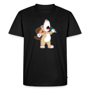 Chanteur de chien Chant au micro - T-shirt Premium bio Homme - noir - Devant - Nico (187cm)