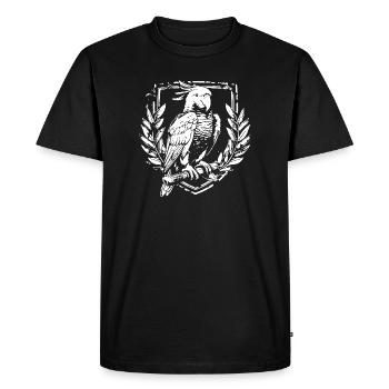 Cockatoo parrot in the coat of arms - Men's Premium Organic T-Shirt - black - Front - Nico (187cm)