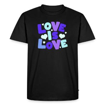 L’amour est amour Cœurs pastel - T-shirt Premium bio Homme - noir - Devant - Nico (187cm)