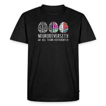 Neurodiversité Autisme Cerveau TDAH Asperger - T-shirt Premium bio Homme - noir - Devant - Nico (187cm)