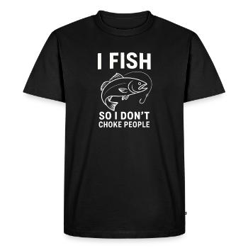 Je pêche pour ne pas étrangler les gens Pêcheur Spruch Angel - T-shirt Premium bio Homme - noir - Devant - Nico (187cm)