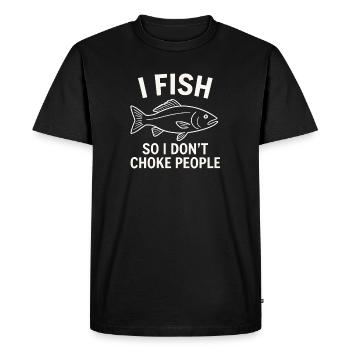 Je pêche pour ne pas étrangler les gens Pêcheur Spruch Angel - T-shirt Premium bio Homme - noir - Devant - Nico (187cm)