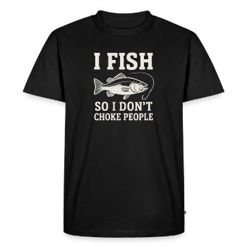 Je pêche pour ne pas étrangler les gens Pêcheur Spruch Angel - T-shirt Premium bio Homme - noir - Devant - Nico (187cm)