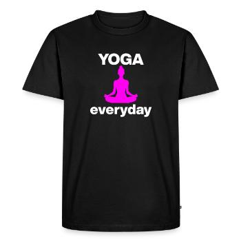 YOGA TOUS LES JOURS ROSE ! LOTUS YOGI YOGA BIEN-ÊTRE POUVOIR - T-shirt Premium bio Homme - noir - Devant - Nico (187cm)