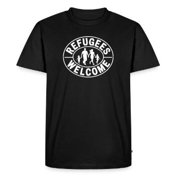 Refugees Welcome - Antifascist Merch - Men's Premium Organic T-Shirt - black - Front - Nico (187cm)