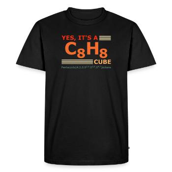 C8H8 Cubane – Yes it's a Cube retro Chemie - T-shirt Premium bio Homme - noir - Devant - Nico (187cm)