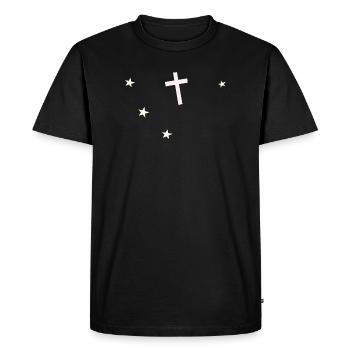 Cross and stars: nocturnal faith - Men's Premium Organic T-Shirt - black - Front - Nico (187cm)