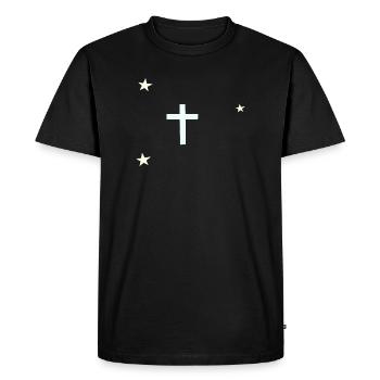 Celestial Cross with Stars - Men's Premium Organic T-Shirt - black - Front - Nico (187cm)
