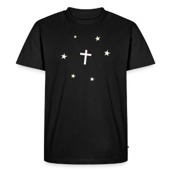 Étoiles croisées - T-shirt Premium bio Homme - noir - Devant - Nico (187cm)