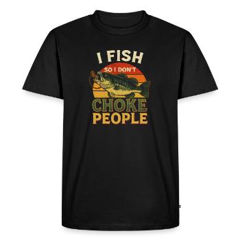 Je pêche pour ne pas étrangler les gens Pêcheur Spruch Angel - T-shirt Premium bio Homme - noir - Devant - Nico (187cm)