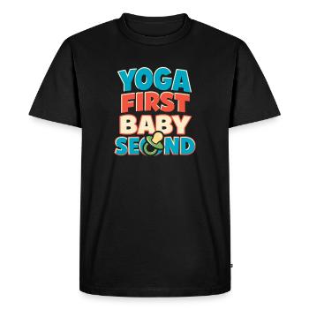 Mère enceinte de yoga prénatal - T-shirt Premium bio Homme - noir - Devant - Nico (187cm)