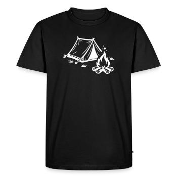 Camping sur le feu de camp sous tente - T-shirt Premium bio Homme - noir - Devant - Nico (187cm)