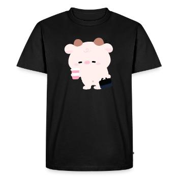 Tried Cow Coffee Run - Men's Premium Organic T-Shirt - black - Front - Nico (187cm)