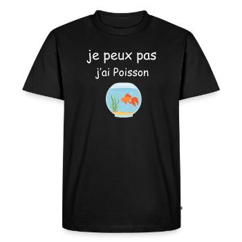 Je peux pas j'ai poisson - T-shirt Premium bio Homme - noir - Devant - Nico (187cm)