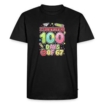 J’ai survécu à 100 jours de 67 Charme École - T-shirt Premium bio Homme - noir - Devant - Nico (187cm)