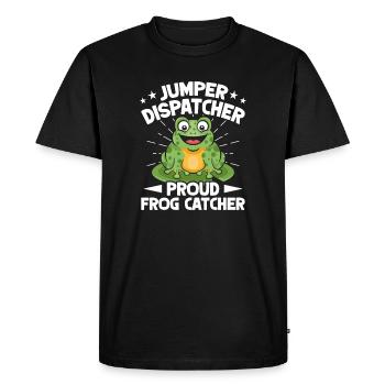 Frog Catcher Dispatcher Proud Frog - Men's Premium Organic T-Shirt - black - Front - Nico (187cm)