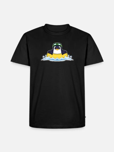 Penguin Swimming Swim Ring Summer - Men's Premium Organic T-Shirt - black