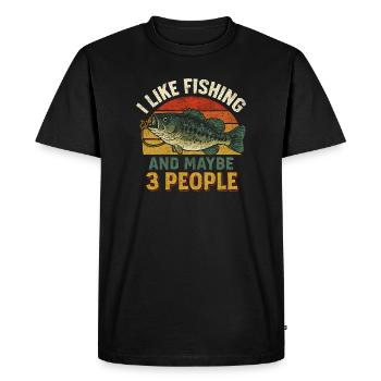 J’aime la pêche et peut-être trois personnes pêcher Angeln - T-shirt Premium bio Homme - noir - Devant - Nico (187cm)