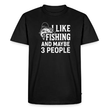 J’aime la pêche et peut-être trois personnes pêcher Angeln - T-shirt Premium bio Homme - noir - Devant - Nico (187cm)